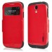 Slim Armor View Window Dormancy Function TPU and PC Case for Samsung Galaxy S4 - Red