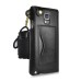 Slim PU Leather Lanyards Case Stand Cover with Card Slot for Samsung Galaxy Note 4 - Black