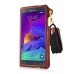 Slim PU Leather Lanyards Case Stand Cover with Card Slot for Samsung Galaxy Note 4 - Brown