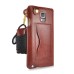 Slim PU Leather Lanyards Case Stand Cover with Card Slot for Samsung Galaxy Note 4 - Brown