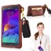 Slim PU Leather Lanyards Case Stand Cover with Card Slot for Samsung Galaxy Note 4 - Brown