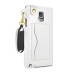 Slim PU Leather Lanyards Case Stand Cover with Card Slot for Samsung Galaxy Note 4 - White