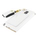 Slim PU Leather Lanyards Case Stand Cover with Card Slot for Samsung Galaxy Note 4 - White