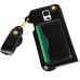 Slim PU Leather Lanyards Case Stand Cover with Card Slot for Samsung Galaxy S5 - Black