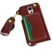 Slim PU Leather Lanyards Case Stand Cover with Card Slot for Samsung Galaxy S5 - Brown