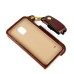 Slim PU Leather Lanyards Case Stand Cover with Card Slot for Samsung Galaxy S5 - Brown