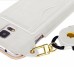 Slim PU Leather Lanyards Case Stand Cover with Card Slot for Samsung Galaxy S5 - White