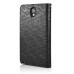 Small Check Pattern Rhinestone Decorated Magnetic Snap Leather Folio Stand Case With Card Slots For Samsung Galaxy Note 3 - Black