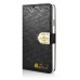 Small Check Pattern Rhinestone Decorated Magnetic Snap Leather Folio Stand Case With Card Slots For Samsung Galaxy Note 3 - Black