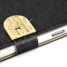 Small Check Pattern Rhinestone Decorated Magnetic Snap Leather Folio Stand Case With Card Slots For Samsung Galaxy Note 3 - Black