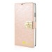 Small Check Pattern Rhinestone Decorated Magnetic Snap Leather Folio Stand Case With Card Slots For Samsung Galaxy Note 3 - Champagne-Like Gold