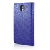 Small Check Pattern Rhinestone Decorated Magnetic Snap Leather Folio Stand Case With Card Slots For Samsung Galaxy Note 3 - Dark Blue