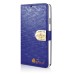 Small Check Pattern Rhinestone Decorated Magnetic Snap Leather Folio Stand Case With Card Slots For Samsung Galaxy Note 3 - Dark Blue