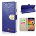 Small Check Pattern Rhinestone Decorated Magnetic Snap Leather Folio Stand Case With Card Slots For Samsung Galaxy Note 3 - Dark Blue