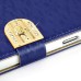 Small Check Pattern Rhinestone Decorated Magnetic Snap Leather Folio Stand Case With Card Slots For Samsung Galaxy Note 3 - Dark Blue