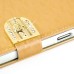 Small Check Pattern Rhinestone Decorated Magnetic Snap Leather Folio Stand Case With Card Slots For Samsung Galaxy Note 3 - Gold