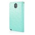 Small Check Pattern Rhinestone Decorated Magnetic Snap Leather Folio Stand Case With Card Slots For Samsung Galaxy Note 3 - Green