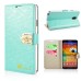 Small Check Pattern Rhinestone Decorated Magnetic Snap Leather Folio Stand Case With Card Slots For Samsung Galaxy Note 3 - Green