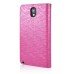 Small Check Pattern Rhinestone Decorated Magnetic Snap Leather Folio Stand Case With Card Slots For Samsung Galaxy Note 3 - Magenta