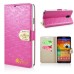 Small Check Pattern Rhinestone Decorated Magnetic Snap Leather Folio Stand Case With Card Slots For Samsung Galaxy Note 3 - Magenta