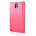 Small Check Pattern Rhinestone Decorated Magnetic Snap Leather Folio Stand Case With Card Slots For Samsung Galaxy Note 3 - Watermelon-like Red