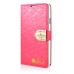 Small Check Pattern Rhinestone Decorated Magnetic Snap Leather Folio Stand Case With Card Slots For Samsung Galaxy Note 3 - Watermelon-like Red