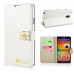 Small Check Pattern Rhinestone Decorated Magnetic Snap Leather Folio Stand Case With Card Slots For Samsung Galaxy Note 3 - White