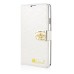 Small Check Pattern Rhinestone Decorated Magnetic Snap Leather Folio Stand Case With Card Slots For Samsung Galaxy Note 3 - White