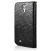 Small Check Pattern Rhinestone Decorated Magnetic Snap Leather Folio Stand Case With Card Slots For Samsung Galaxy S4 - Black