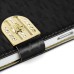 Small Check Pattern Rhinestone Decorated Magnetic Snap Leather Folio Stand Case With Card Slots For Samsung Galaxy S4 - Black