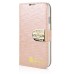 Small Check Pattern Rhinestone Decorated Magnetic Snap Leather Folio Stand Case With Card Slots For Samsung Galaxy S4 - Champagne-Like Gold