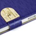 Small Check Pattern Rhinestone Decorated Magnetic Snap Leather Folio Stand Case With Card Slots For Samsung Galaxy S4 - Dark Blue