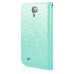 Small Check Pattern Rhinestone Decorated Magnetic Snap Leather Folio Stand Case With Card Slots For Samsung Galaxy S4 - Green