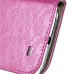 Small Check Pattern Rhinestone Decorated Magnetic Snap Leather Folio Stand Case With Card Slots For Samsung Galaxy S4 - Magenta