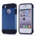 Smooth Slim Armor Pattern TPU Back Case Cover for iPhone 4/4S - Navy