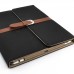 Snap-Button Wallet Style Folio Stand Leather Case For iPad 2 / 3 / 4 - Black