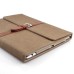 Snap-Button Wallet Style Folio Stand Leather Case For iPad 2 / 3 / 4 - Brown