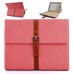 Snap-Button Wallet Style Folio Stand Leather Case For iPad 2 / 3 / 4 - Magenta