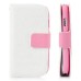 Snowflake Pattern Dual-Color Leather Wallet Flip Case For Samsung Galaxy S3 Mini I8190 - White / Pink