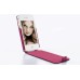 Soft Leather Flip Vertical Case For iPhone 4/4S -Magenta