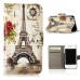 Splendid Building Style Magnetic Stand Leather Case with Card Slot for iPhone 4 iPhone 4S - Rose Tower