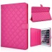 Stylish Rhombus Pattern Magnetic Flip Stand Leather Wake / Sleep Smart Cover Case for iPad Air 2 (iPad 6) - Magenta