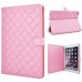 Stylish Rhombus Pattern Magnetic Flip Stand Leather Wake / Sleep Smart Cover Case for iPad Air 2 (iPad 6) - Pink