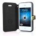 Superior Solid Color Magnetic Flip Snow Grain Leather Stand Case Cover With Card Slot For iPhone 4 iPhone 4S - Dark Grey