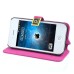 Superior Solid Color Magnetic Flip Snow Grain Leather Stand Case Cover With Card Slot For iPhone 4 iPhone 4S - Magenta