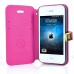 Superior Solid Color Magnetic Flip Snow Grain Leather Stand Case Cover With Card Slot For iPhone 4 iPhone 4S - Magenta