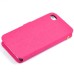 Superior Solid Color Magnetic Flip Snow Grain Leather Stand Case Cover With Card Slot For iPhone 4 iPhone 4S - Peach