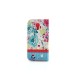 Sweet Floral Pattern Rhinestones Decorated Stand Leather Folio Case With Card Slots For Samsung Galaxy S4 - Cyan Flowers