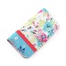 Sweet Floral Pattern Rhinestones Decorated Stand Leather Folio Case With Card Slots For Samsung Galaxy S4 - Cyan Flowers