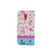 Sweet Floral Pattern Rhinestones Decorated Stand Leather Folio Case With Card Slots For Samsung Galaxy S4 - Pink Flowers